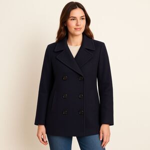 Talbots Women’s 100% Wool Peacoat Navy Size 10 Double-Breasted Jacket